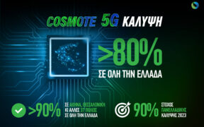 Ξεπέρασε το 80% η κάλυψη του COSMOTE 5G σε όλη την Ελλάδα